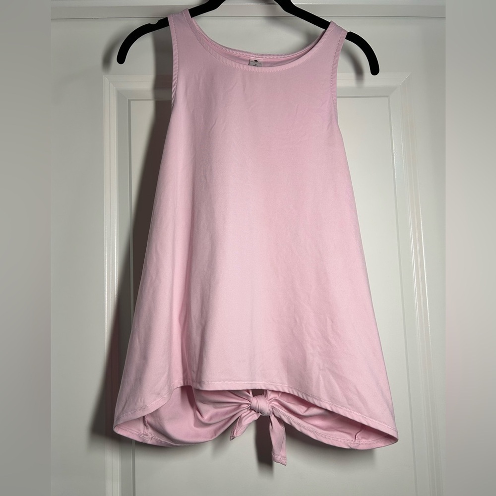 Yogalicious Split Back Pink Sleeveless Top with Tie Detail